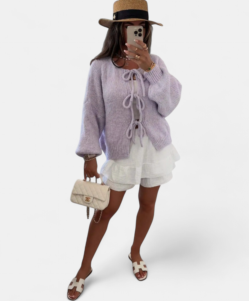 Eva | Knitted Bow Cardigan