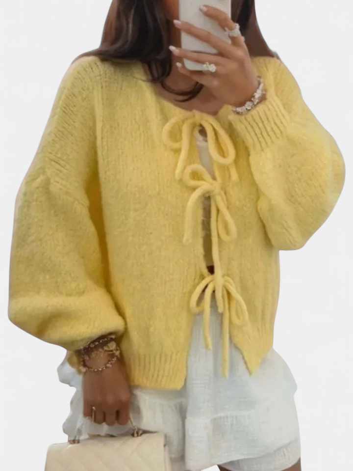 Eva | Knitted Bow Cardigan