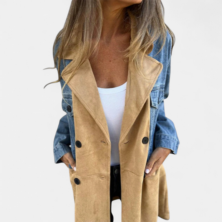 ELORA™ - Two-Tone Denim Trench