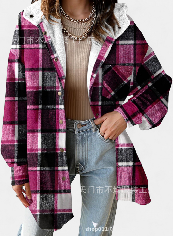 MARIE™ - Flannel Hooded Plaid Shacket Thick Winter Fleece Coat