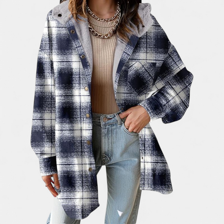 MARIE™ - Flannel Hooded Plaid Shacket Thick Winter Fleece Coat