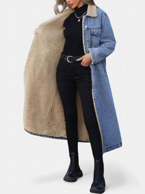 SAMANTHA™ - Long Fleece Lined Jacket Winter Single Breasted Coat