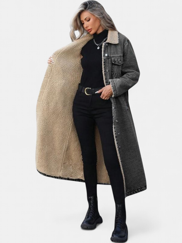 SAMANTHA™ - Long Fleece Lined Jacket Winter Single Breasted Coat