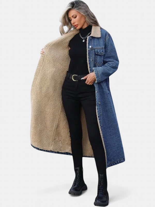 SAMANTHA™ - Long Fleece Lined Jacket Winter Single Breasted Coat