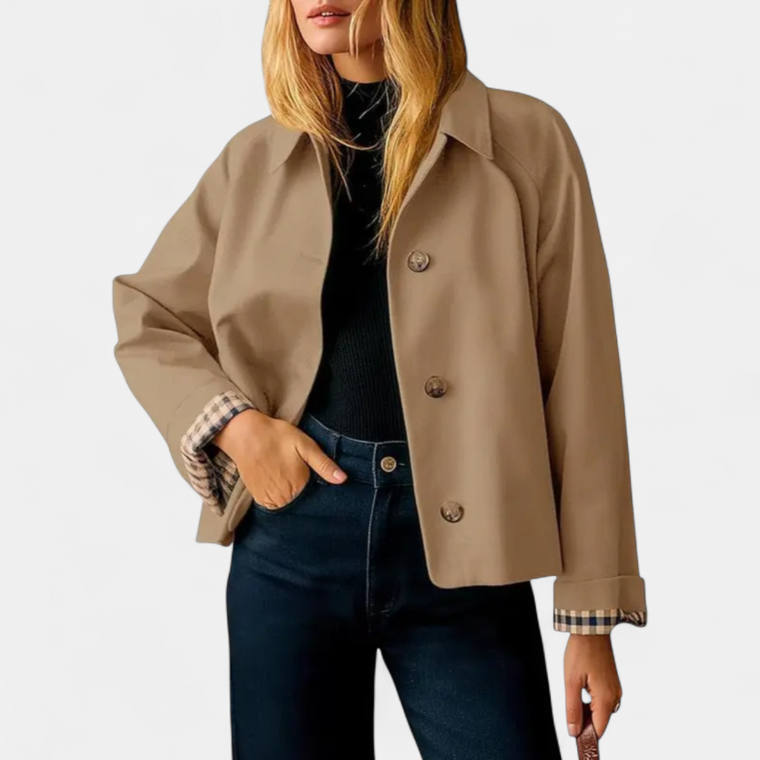 HARLOW™ – Relaxed Cropped Windbreaker Trench Coat