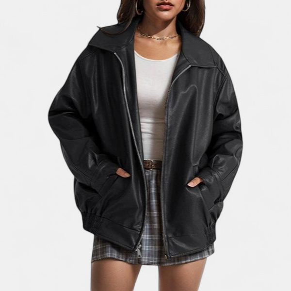 KENDRA™ - Women's Oversized Faux Suede Leather Motorcycle Jacket