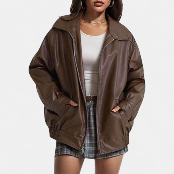 KENDRA™ - Women's Oversized Faux Suede Leather Motorcycle Jacket