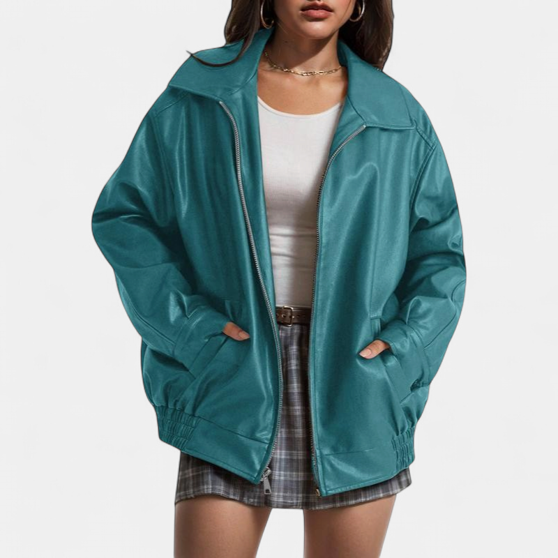 KENDRA™ - Women's Oversized Faux Suede Leather Motorcycle Jacket
