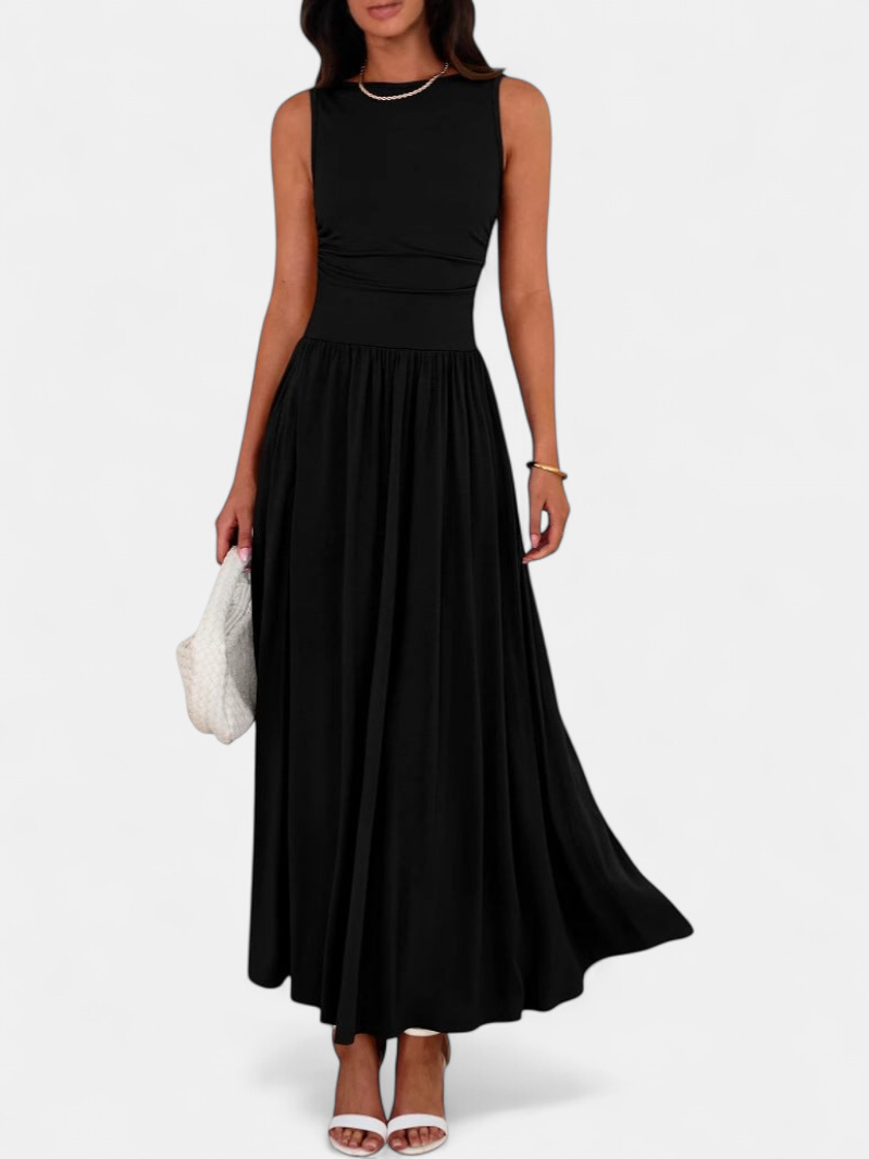 EMMIE™- Chic Sleeveless Ruched High-Waisted Maxi Dress