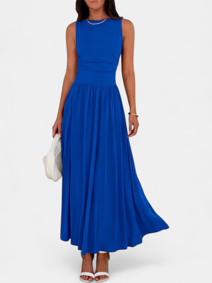 EMMIE™- Chic Sleeveless Ruched High-Waisted Maxi Dress